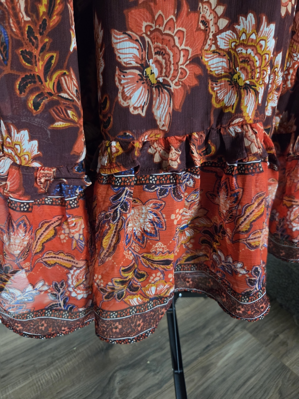 Old Navy Red and Brown Floral Midi Dress